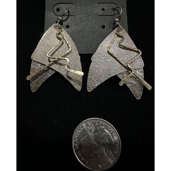Tk Signed Jewelry - Etsy Vintage TK 95 Gold Filled Modernist Sterling Silver 925 Signed Earrings MCM